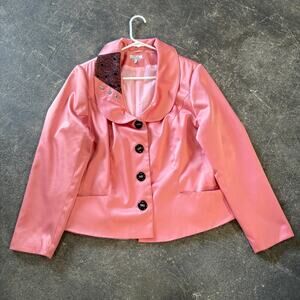 Viva Blazer Jacket Womens L Pink Coat Button Up Euro 56